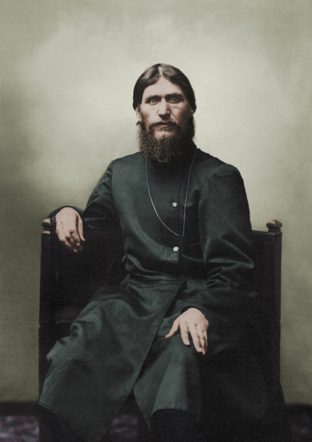 Kolorerat fotografi på, numera mytomspunne, Grigorij Rasputin.