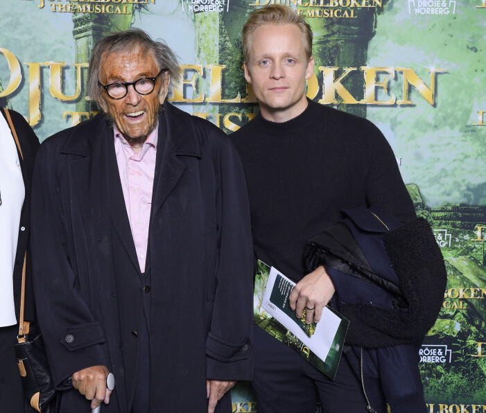 Arne Weise och sonen Andreas Weise på premiär av <em>Djungelboken - the musical</em> på Stockholm Waterfront 2018. Far och son Weise