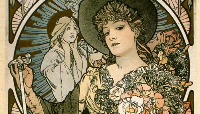 <span class=" bold" data-lab-bold_desktop="bold">OKTOBERBARN.</span> Sarah Bernhardt (1844–1923), född den 22 oktober, var en fransk skådespelerska, mytomspunnen och bejublad för sina rolltolkningar som förde henne till den stora världens scener. Och hon älskade juveler. I alla fall har ett av hennes smycken blivit berömt: ett armband med en platta på handens översida som fortsätter i fingerringar, hopkopplade med kedjor vid armbandet. Allt i guld, emalj, briljanter och rubiner. Det formgavs i ultrajugend av konstnären Alphonse Mucha, som också ligger bakom affischen till höger, och tillverkades hos den berömde juveleraren George Fouquet. Sarah Bernhardt – oktoberbarn.