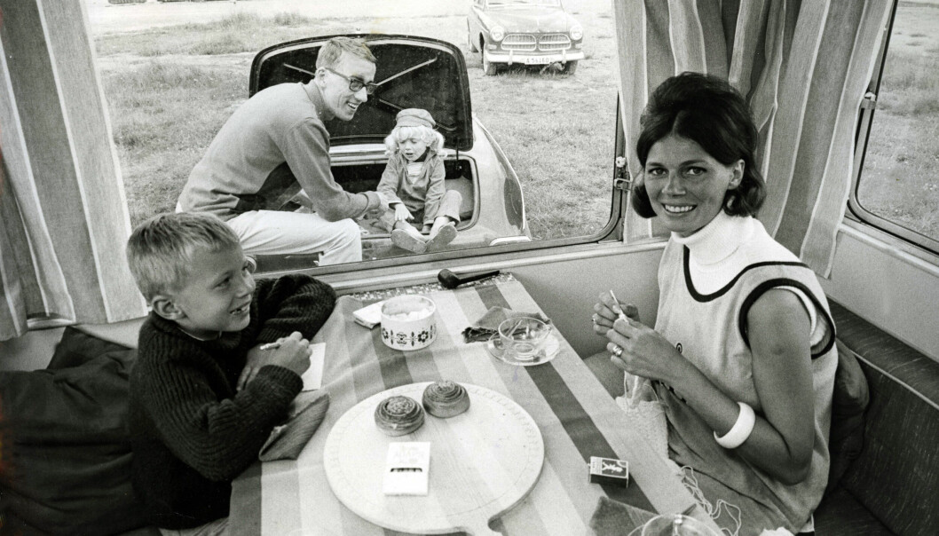 Öster Warnerbring med familj i sin husvagn 1961.
