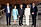 Fr v SOK:s Peter Reinebo, drottning Silvia, kung Carl Gustaf, kronprinsessan Victoria och SOK:s Mats Årjes anländer till Stockholms stadshus där Sveriges Olympiska Kommitté (SOK) arrangerar fest för de olympiska trupperna från Tokyo och Peking.