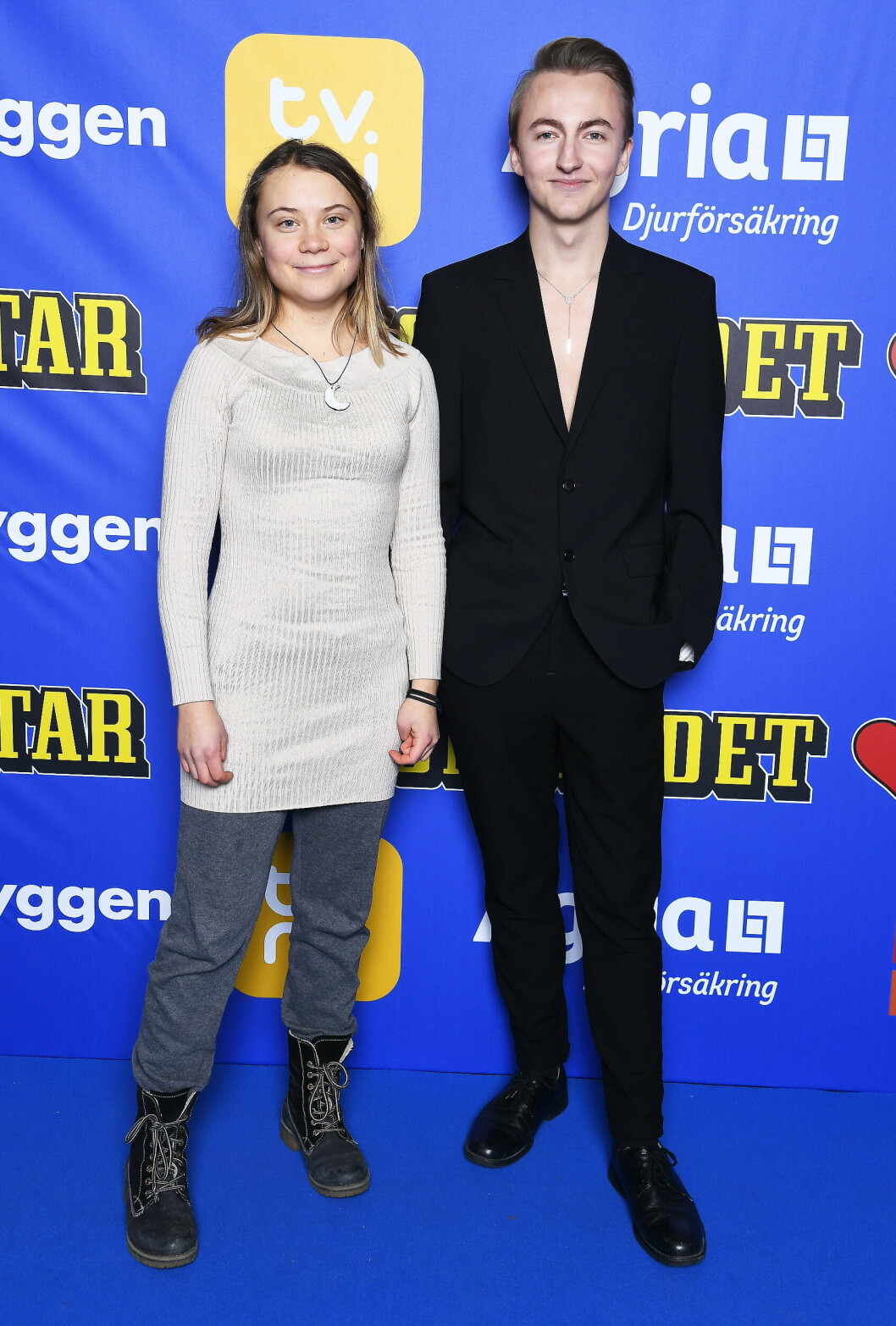 Greta Thunberg och Fridays for future-kollegan Tristan Lundberg på Svenska Hjältar-galan.