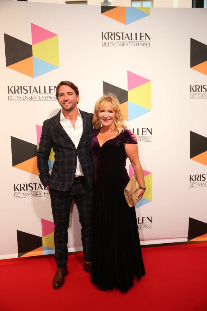 Malou von Sivers med sonen Sebastian kommer till Cirkus för TV-branschens årliga prisgala Kristallen på Cirkus 2018.