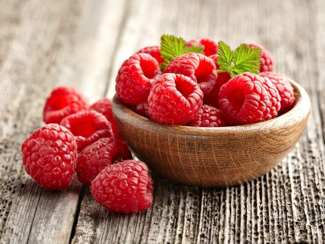 Fresh raspberry in a wooden plate; Shutterstock ID 391474411; PO: 123 Hallon i skål