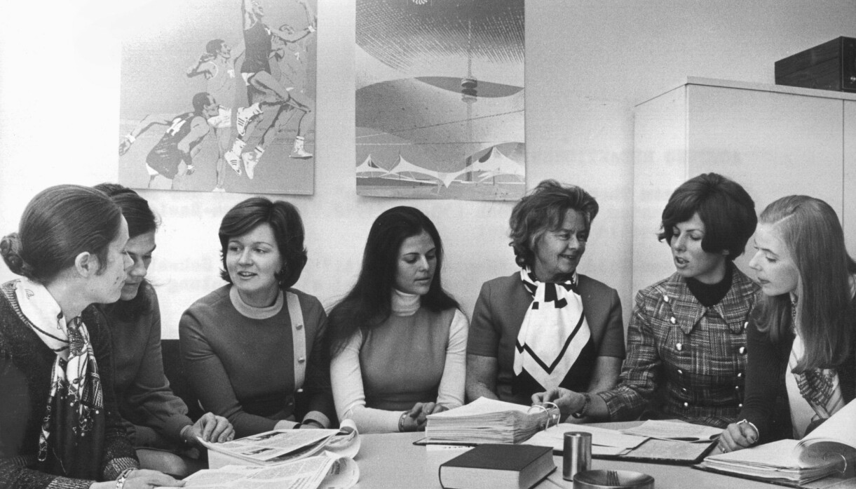 Foto: Hartmut Reeh Silvia Sommerlath 1971, förbereder sig inför arbetet som värdinna för OS i München.