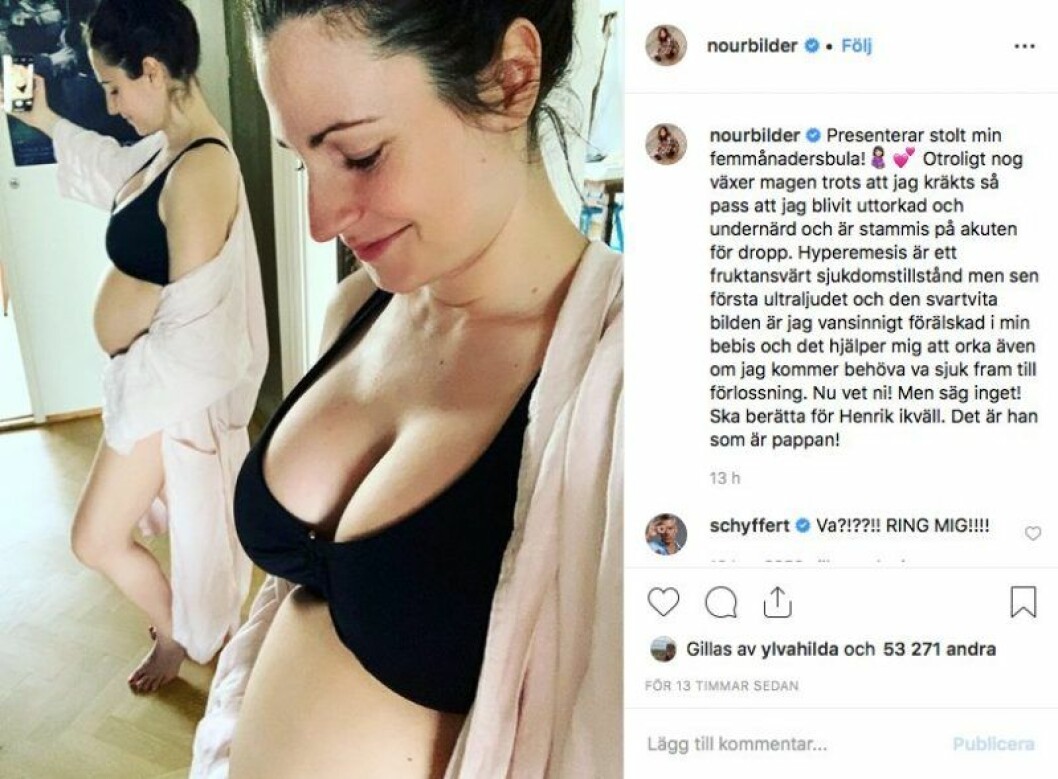 Nour El Refai berättade om sin graviditet på Instagram. 