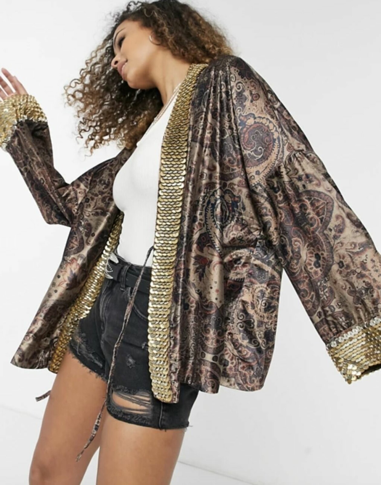paisleymönstrad kimono med paljetter från Free people