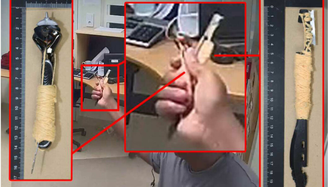 Övervakningsbilder från vaktrummet och på vapnen som användes. Ur polisens förundersökningsprotokoll. Övervakningsbilderna från gisslandramat på anstalten