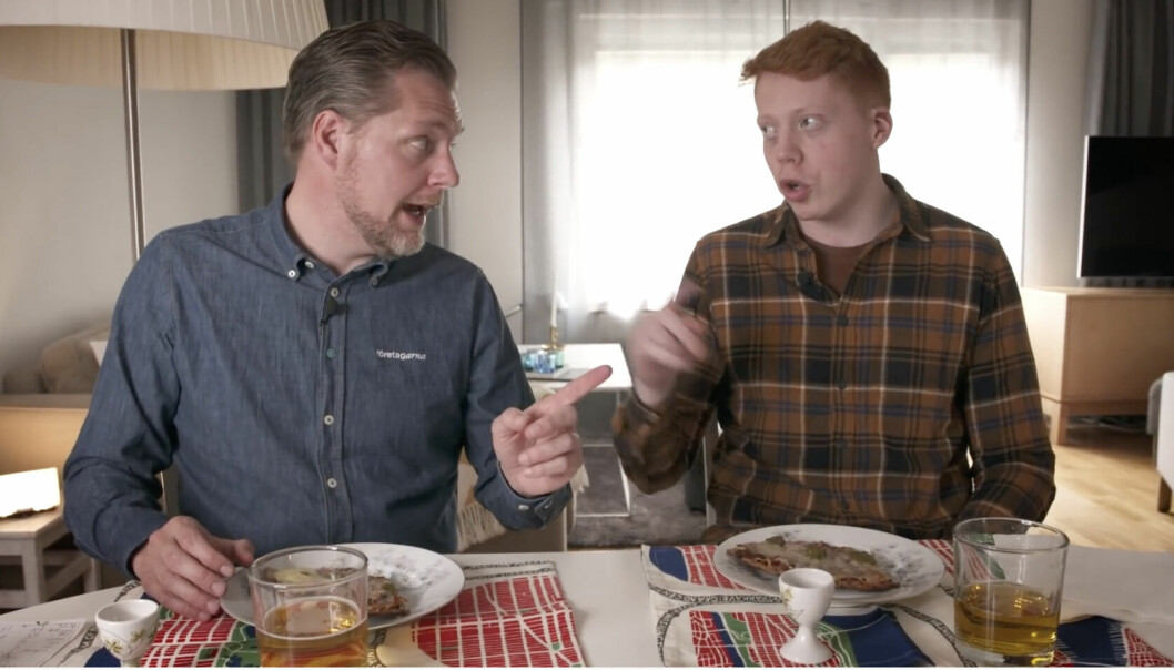 Trerätters med silltallrik, pizza och glass kostar under 12 kronor när Günther Mårder bjuder på gästabud. Günther Mårder, vd Företagarna