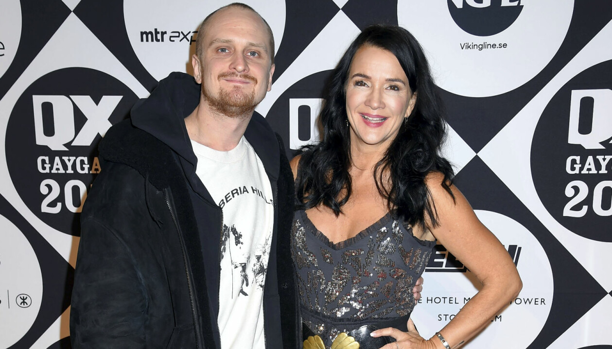 Kid Eriksson och Sofia Wistam. Sofia Wistam med sonen Kid Eriksson på QX-galan 2019.