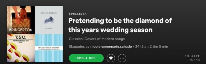 Otroligt namn på spellistan som innehåller alla klassiska låtar från Bridgerton. Spellista Bridgerton