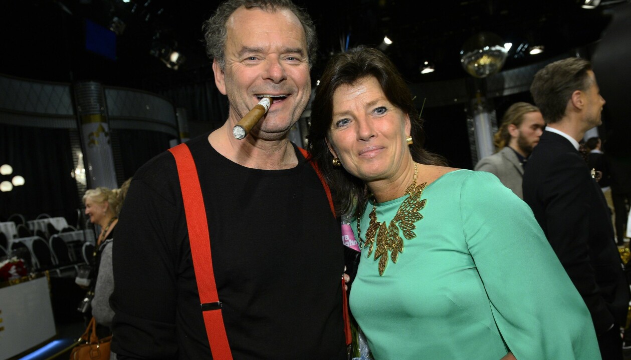 Steffo Törnquist med hustrun Caroline Törnquist under finalen av Let's dance i TV4 i maj 2014.