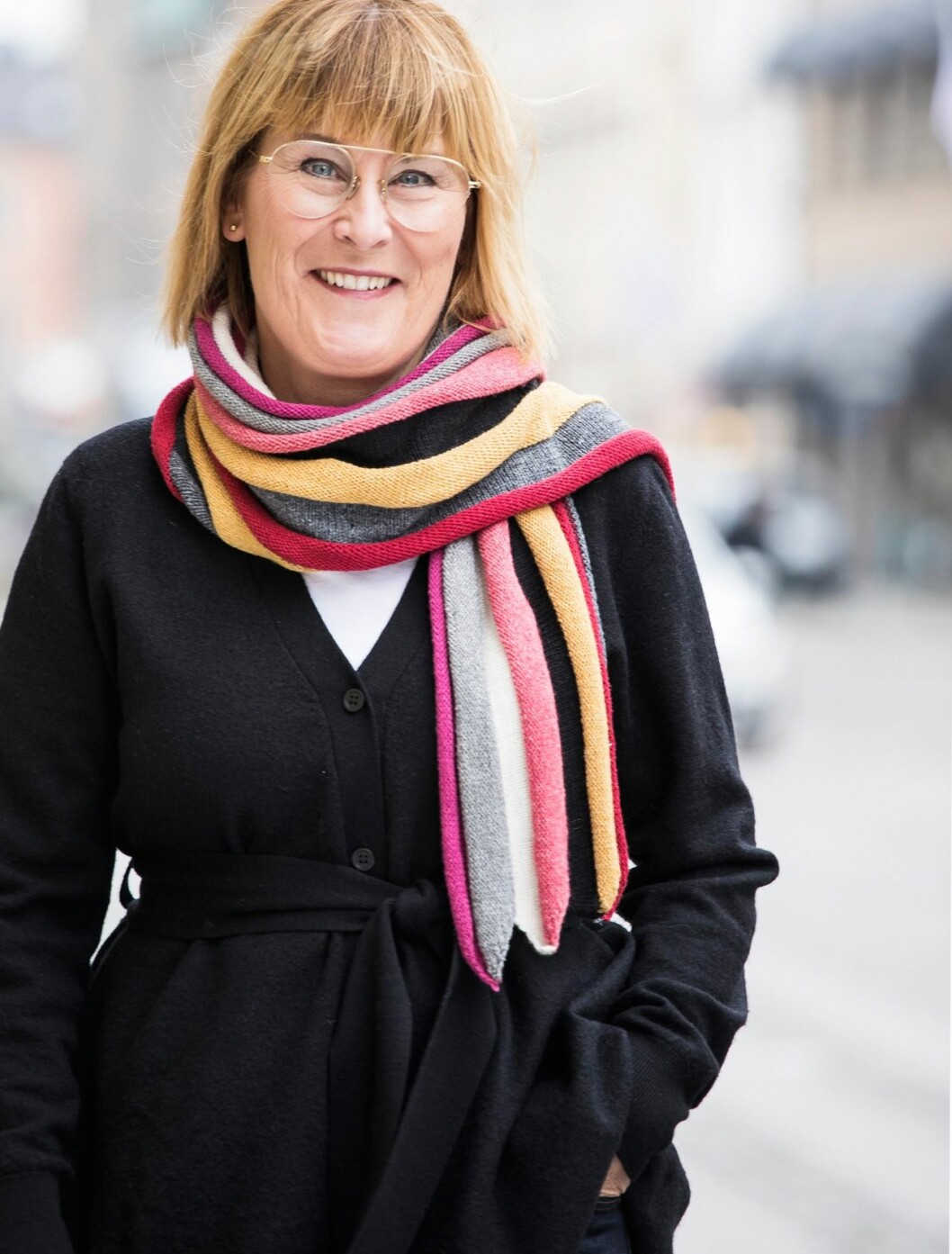 Sticka randig halsduk från Permin