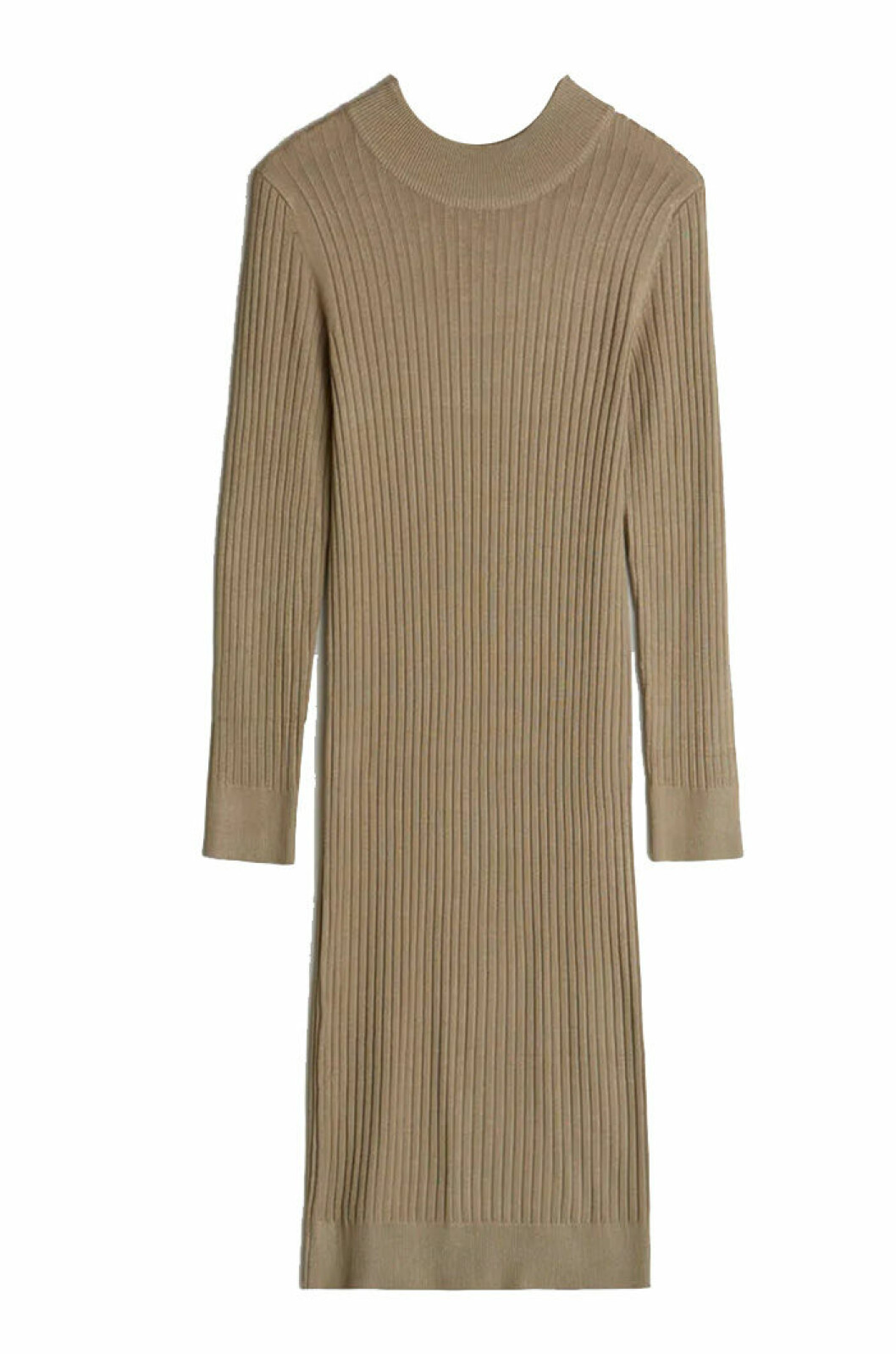 Beige ribbstickad klänning från Gina Tricot.