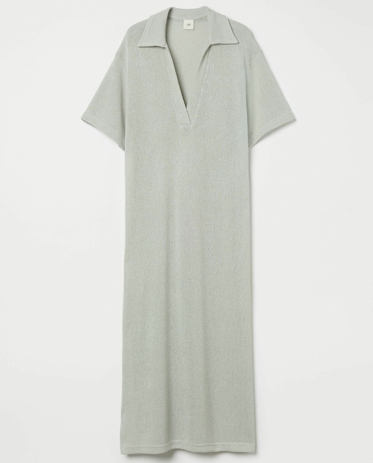 Ljusgrön finstickad tröja med pikékrage och djup v-hals, från H&M