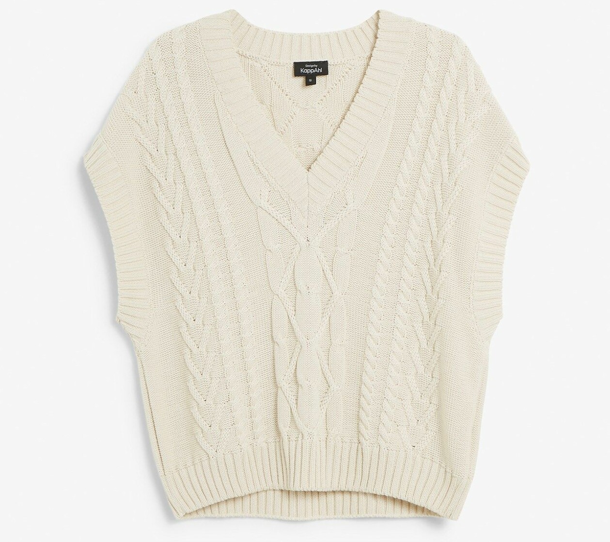 Offwhite kabelstickad slipover, från KappAhl