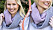 Blond tjej har på sig lila stickad tubhalsduk.