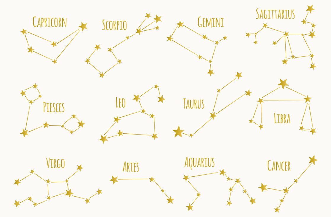 Stjärnbilden för alla stjärntecken – bland annat fiskarna.