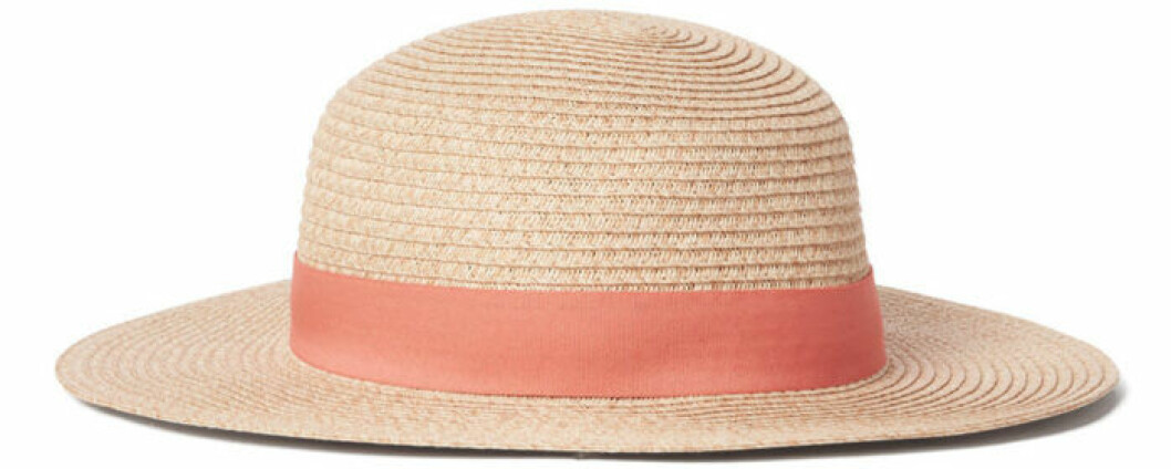 Stråhatt med rosa band