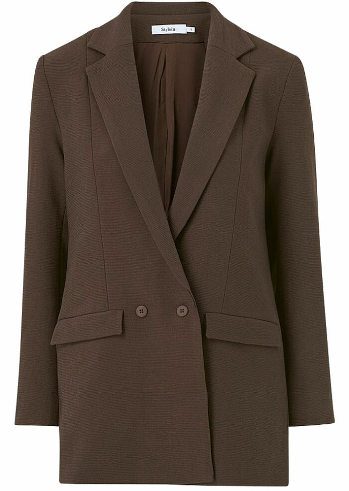 brun lång rak kavaj från stylein