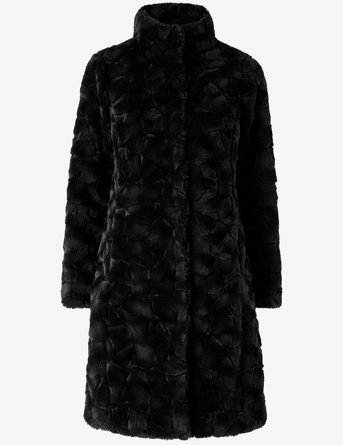 Svart lång fuskpäls