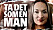 Pressbild för Bianca Kronlöfs tv-serie Ta det som en man, där titeln står med stora vita bokstäver till vänster och Biancas porträtt syns till höger.