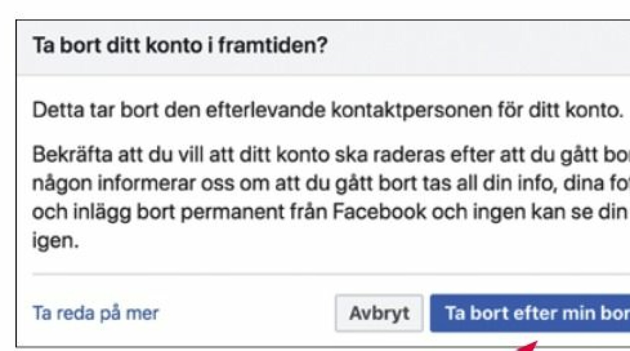 Ta bort Facebook-konto efter bortgång.