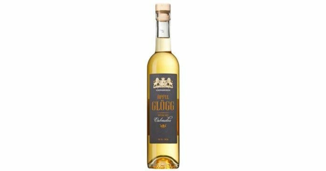 Vinfabrikens Äppelglögg Spetsad med Calvados 15 %, nr 90129-02, 109 kr/50 cl är en vit starkvinsglögg