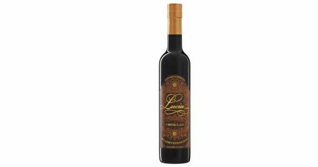 Lucia choklad, Röd starkvinsglögg 15 %, nr 76504, 74 kr/50 cl är fyllig, söt och rödvinslik med en stor doft av kanel och nejlika.