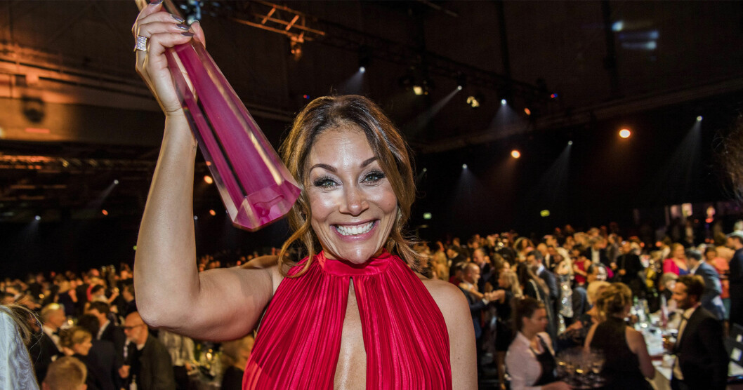 Tilde de Paula Eby med tv-priset Kristallen 2017.