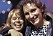 Tomas Ledin och Marie kramar om varandra och ler glatt efter hans seger i Melodifestivalen 1980.
