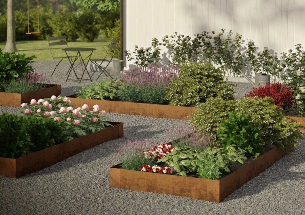 Planteringskanter i trädgården
