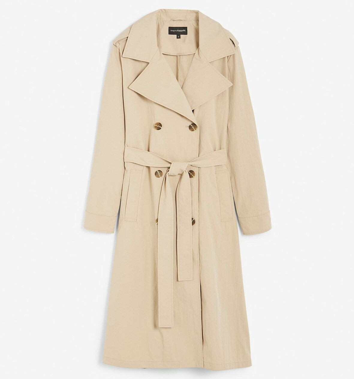 Beige trenchcoat.