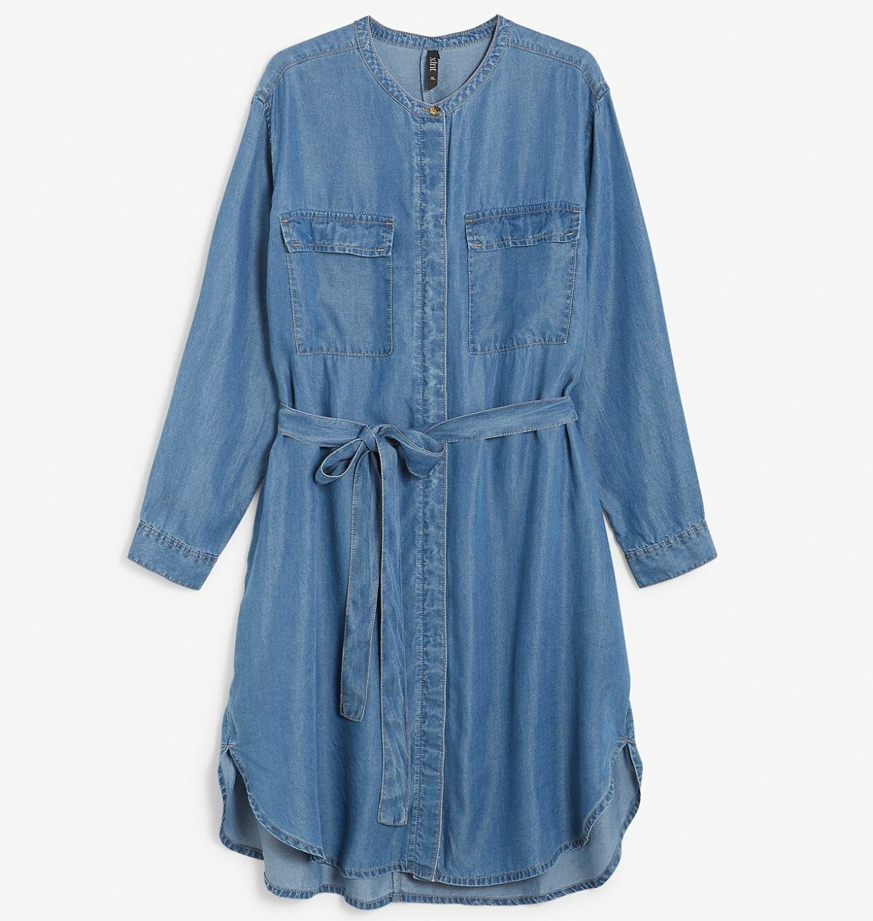 Denimtunika i modal med bröstfickor och knytskärp, från KappAhl XLNT