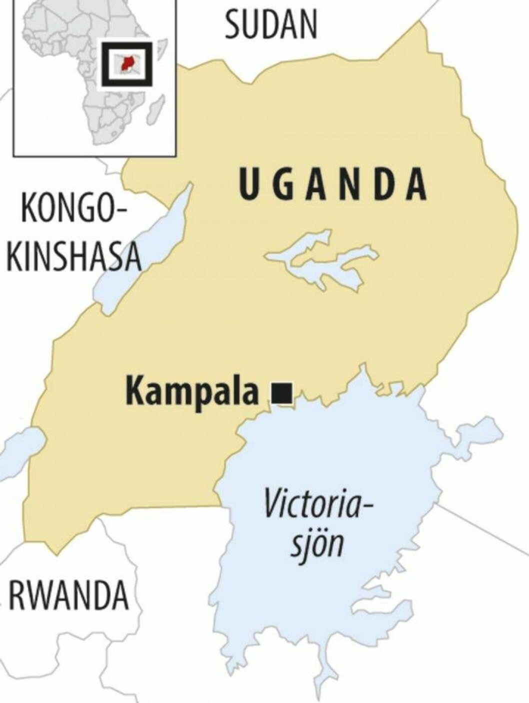 Foto: TT En karta på Uganda och kringliggande länder.