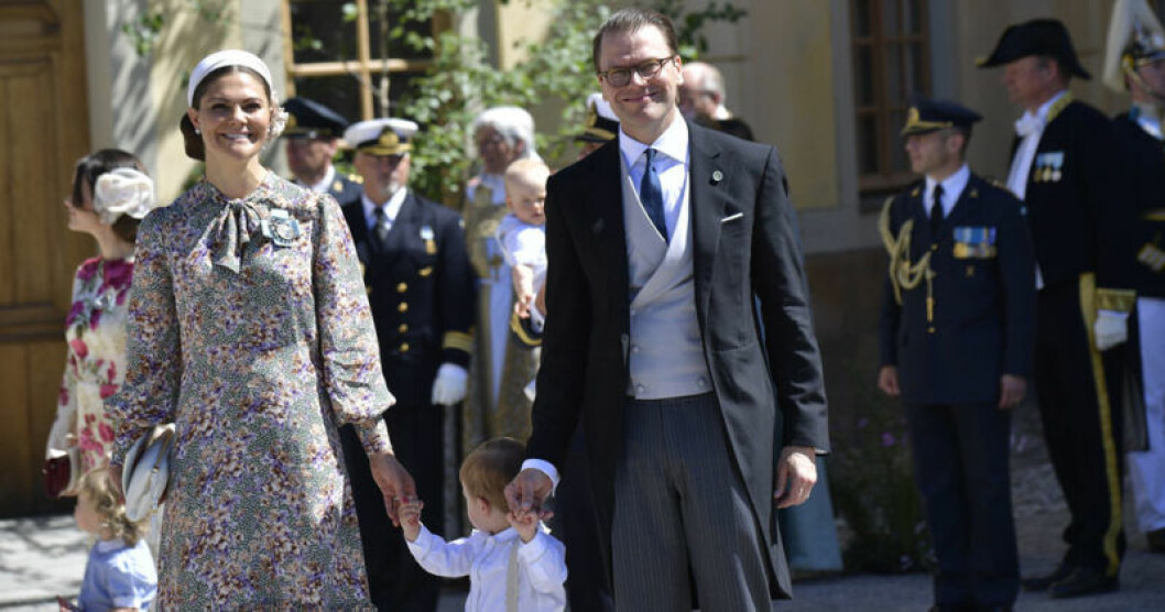 Victoria, Oscar och Daniel. Estelle var sjuk och kunde inte närvara vid dopet.