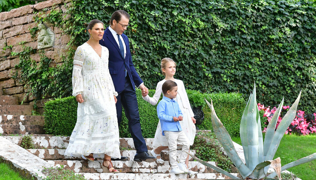 Victoria, Daniel, Estelle och Oscar på Victoriadagen 2020