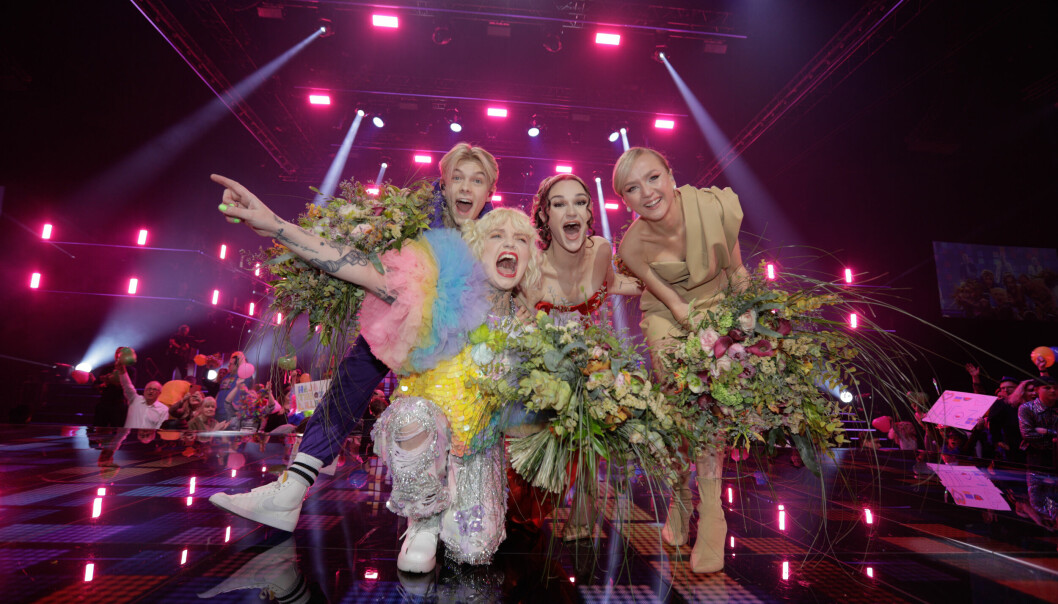 Theoz, Cassi Opeia, Tone Sekelius och Anna Bergendal i Melodifestivalen.