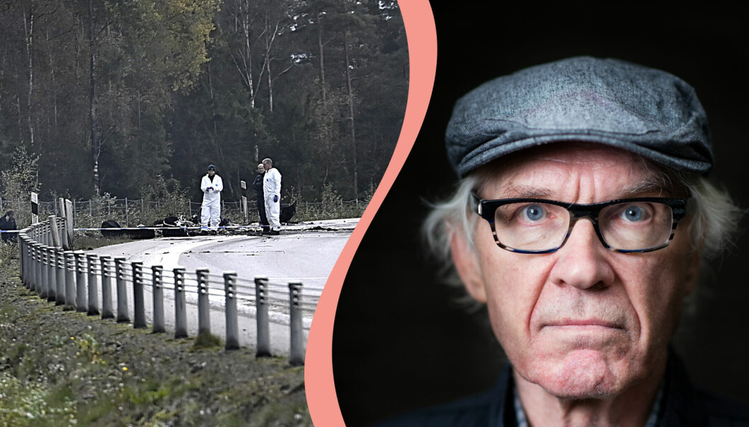 Till vänster: Bild från dödsolyckan. Till höger: porträtt på konstnären Lars Vilks.